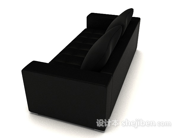 设计本简约现代黑色双人沙发3d模型下载