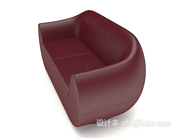 设计本简约红色双人皮质沙发3d模型下载