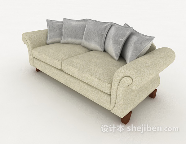 家居灰色双人沙发3d模型下载