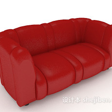红色休闲双人沙发3d模型下载