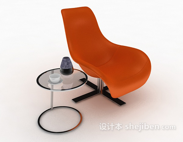 设计本橙色休闲椅3d模型下载