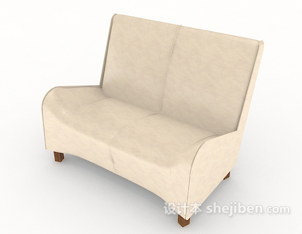 免费休闲米白色双人沙发3d模型下载