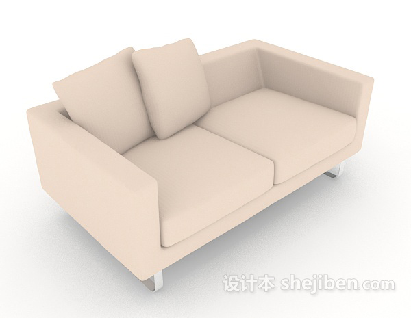 简约家居棕色双人沙发3d模型下载