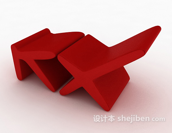 设计本红色个性休闲椅3d模型下载
