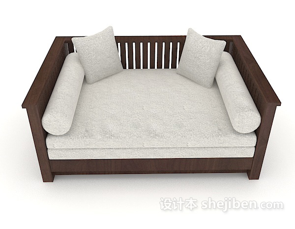 中式风格新中式木质双人沙发3d模型下载