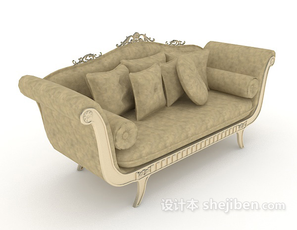 欧式浅棕色双人沙发3d模型下载
