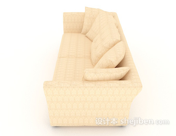 设计本现代简单黄色双人沙发3d模型下载