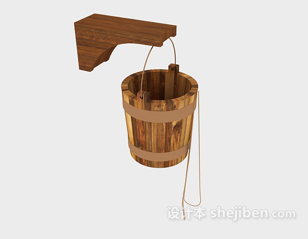 免费实木水桶3d模型下载