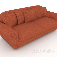 家居橙红色简约双人沙发3d模型下载