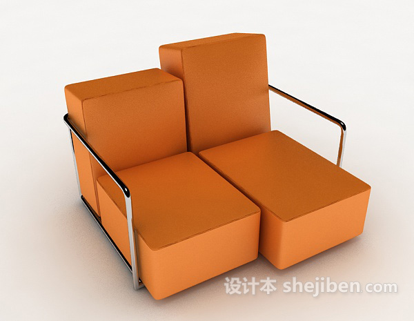 橙色简单双人沙发