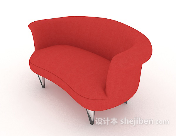 红色居家沙发3d模型下载