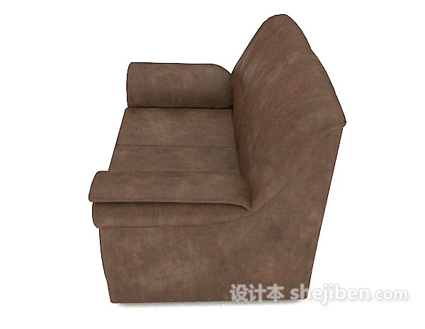 设计本棕色简约家居双人沙发3d模型下载