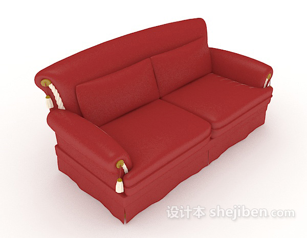 家居红色简约双人沙发3d模型下载