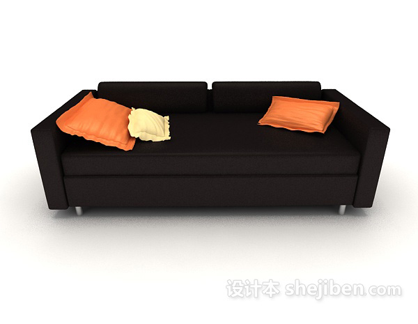 现代风格现代黑色家居简约双人沙发3d模型下载