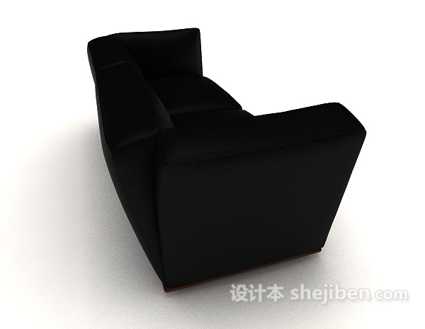 设计本简约黑色商务双人沙发3d模型下载