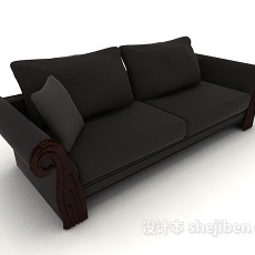 简约休闲黑色双人沙发3d模型下载
