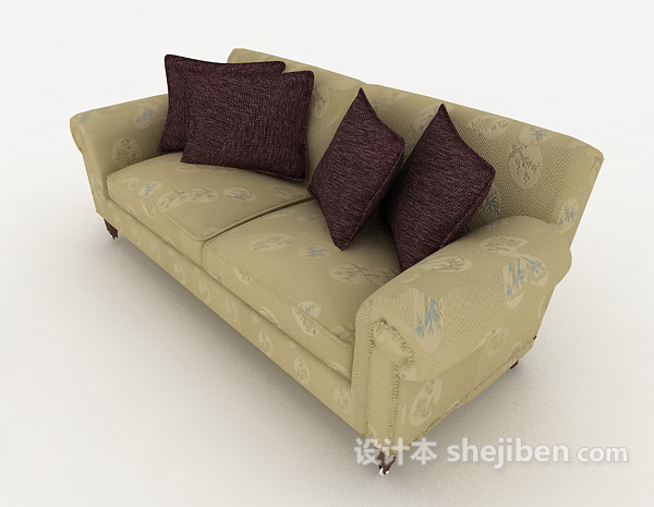 棕色系双人沙发3d模型下载