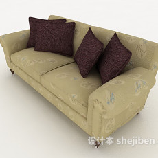 棕色系双人沙发3d模型下载