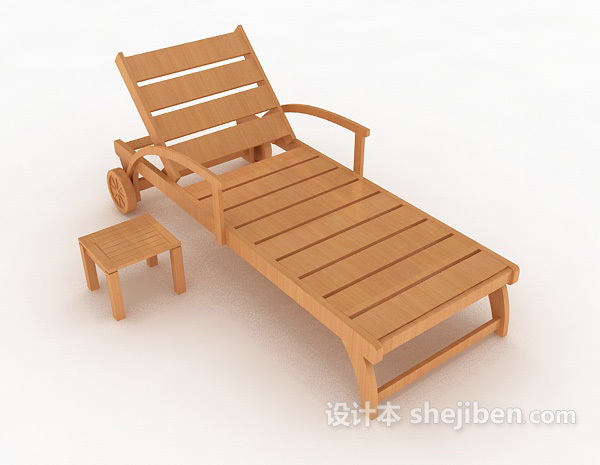 免费沙滩实木躺椅3d模型下载