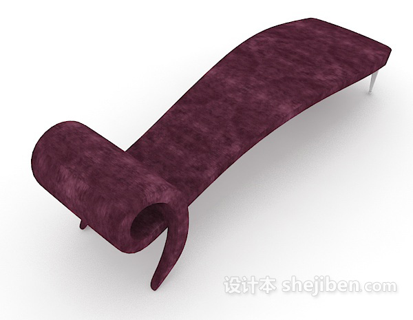 现代风格单人躺椅紫色沙发3d模型下载