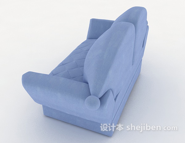 设计本浅蓝色双人沙发3d模型下载