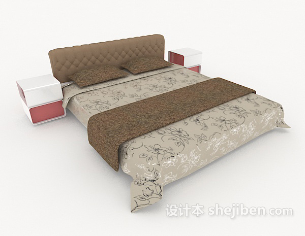 现代风格现代简单居家床3d模型下载