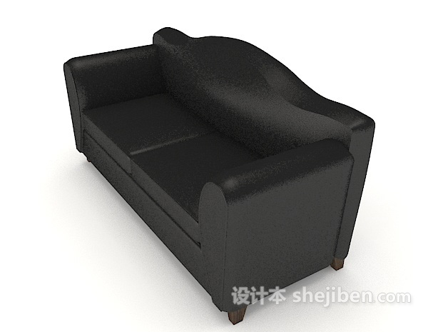 设计本黑色家居双人沙发3d模型下载