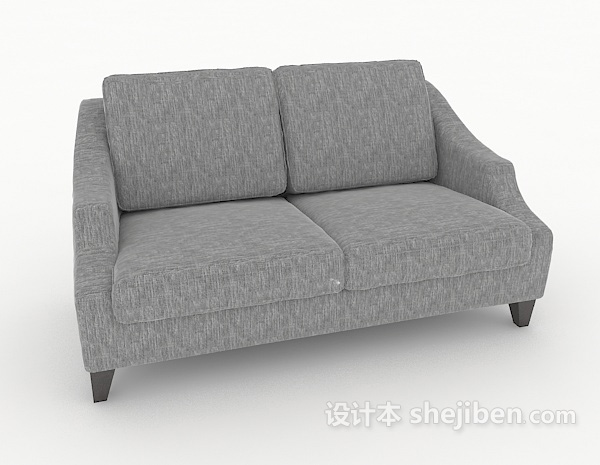 欧式风格北欧灰色双人沙发3d模型下载