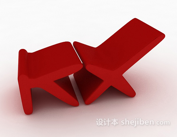 免费红色个性休闲椅3d模型下载