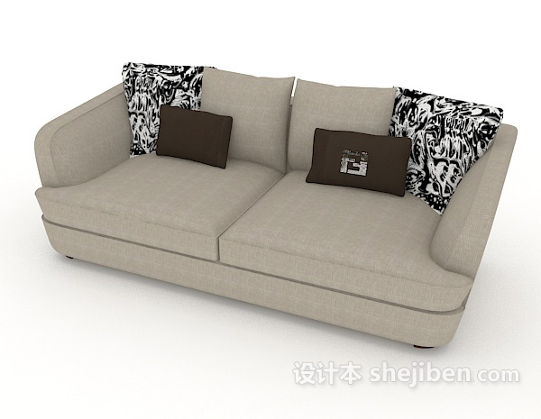 免费家居简约灰色双人沙发3d模型下载