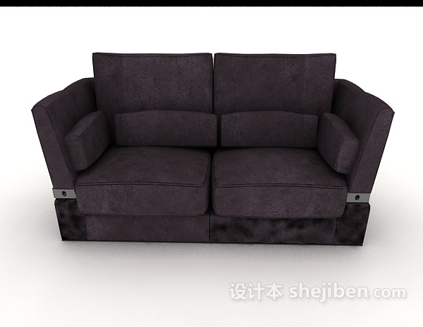 现代风格深紫色双人沙发3d模型下载
