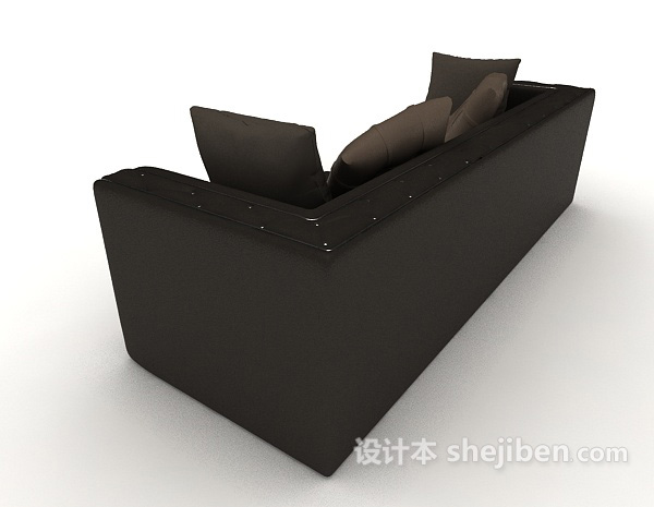 设计本现代简单黑色多人沙发3d模型下载