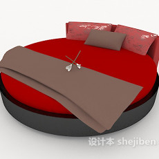 红色圆形双人床3d模型下载