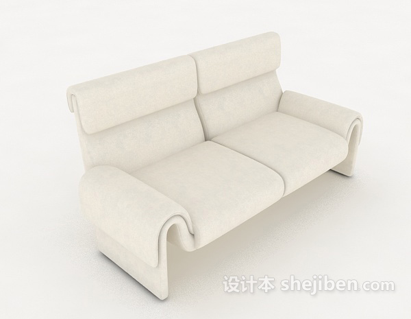 白色简单大方多人沙发3d模型下载