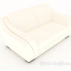 米白色简约家居双人沙发3d模型下载