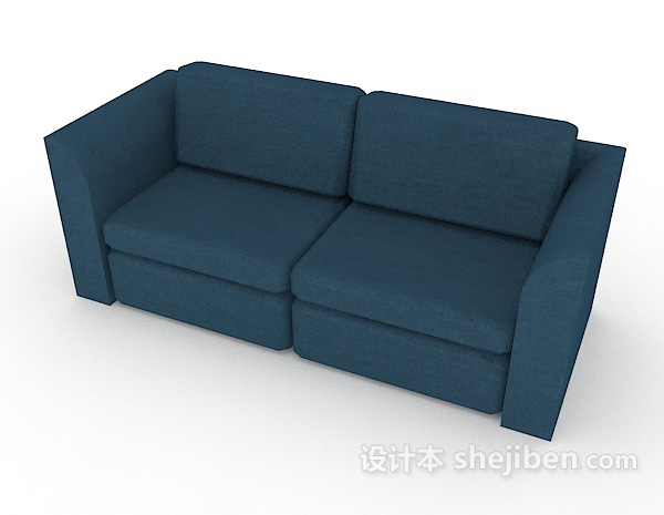 免费家居蓝色双人沙发3d模型下载