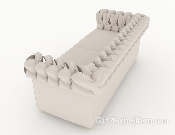 设计本欧式简约家居灰色双人沙发3d模型下载