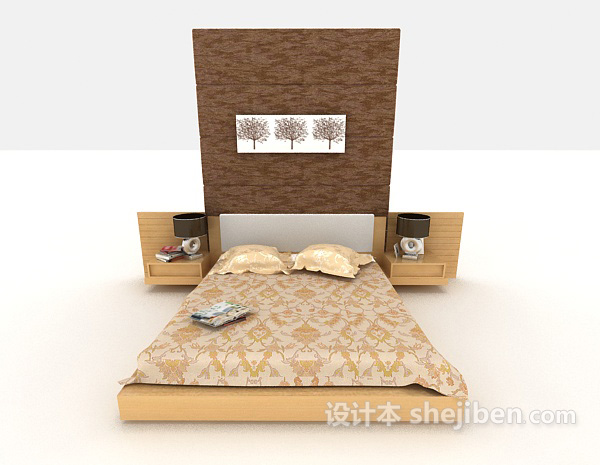 现代风格居家简单双人床3d模型下载