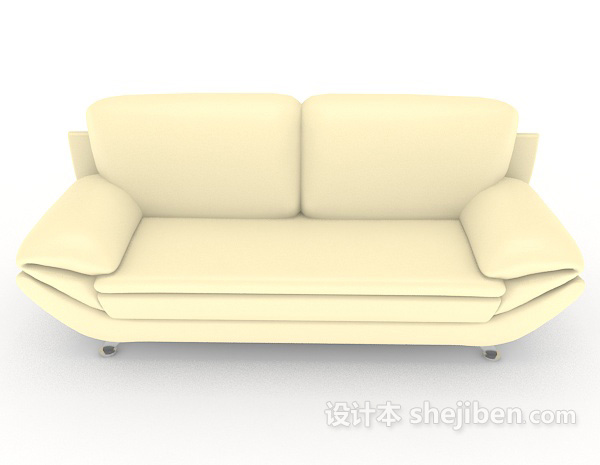 现代风格米黄色双人沙发3d模型下载