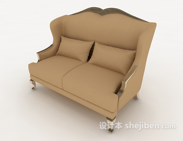 免费欧式靠背双人沙发3d模型下载
