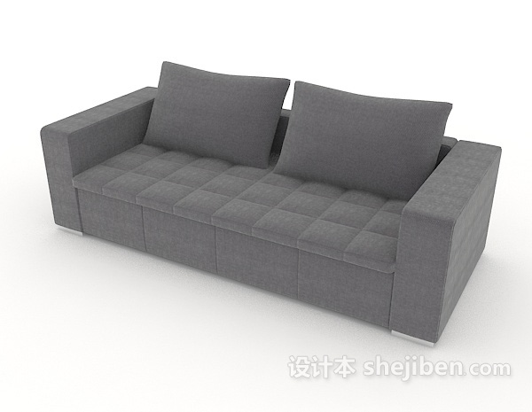 免费家居简单灰色双人沙发3d模型下载