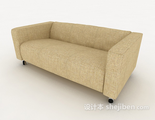 现代风格休闲简约浅棕色双人沙发3d模型下载