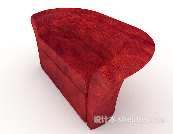 免费红色纹理双人沙发3d模型下载