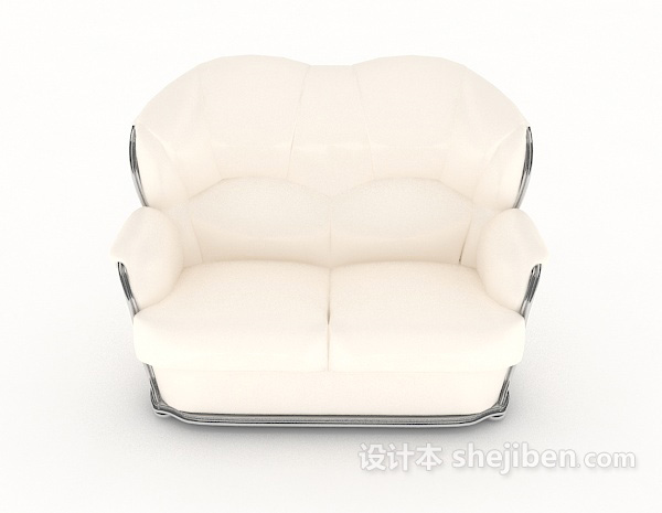 欧式风格欧式简约米白色双人沙发3d模型下载