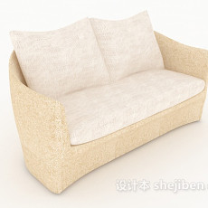 米黄色淡雅双人沙发3d模型下载