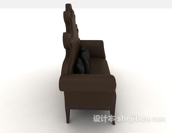 设计本深色欧式居家双人沙发3d模型下载