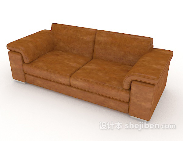 免费家居简单棕色双人沙发3d模型下载