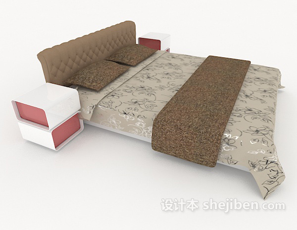 设计本现代简单居家床3d模型下载