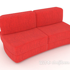 现代红色双人沙发3d模型下载