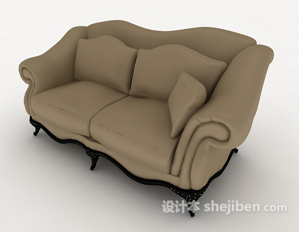 免费欧式简约双人沙发3d模型下载